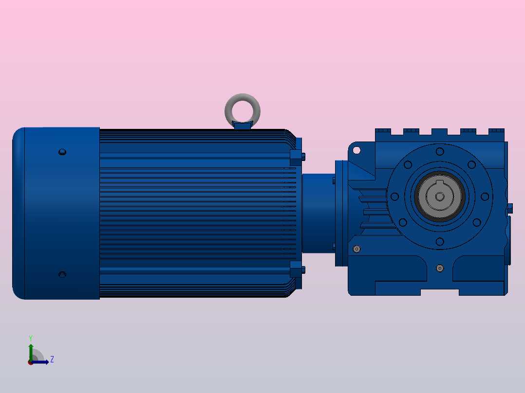 SAZ57小法兰空心轴安装斜齿-蜗轮蜗杆减速机SAZ57-YV1.1-4P-45.92-M1-0°-A左视图