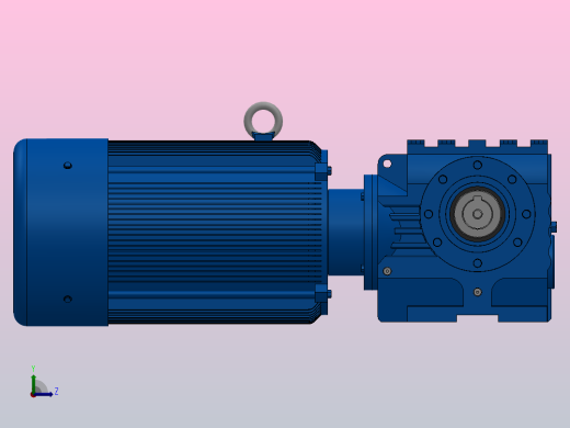 SAZ57小法兰空心轴安装斜齿-蜗轮蜗杆减速机SAZ57-YV1.1-4P-45.92-M1-0°-A左视缩略图