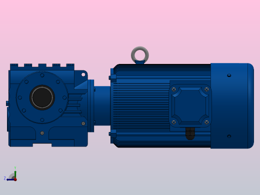SAZ57小法兰空心轴安装斜齿-蜗轮蜗杆减速机SAZ57-YV1.1-4P-45.92-M1-0°-A右视缩略图