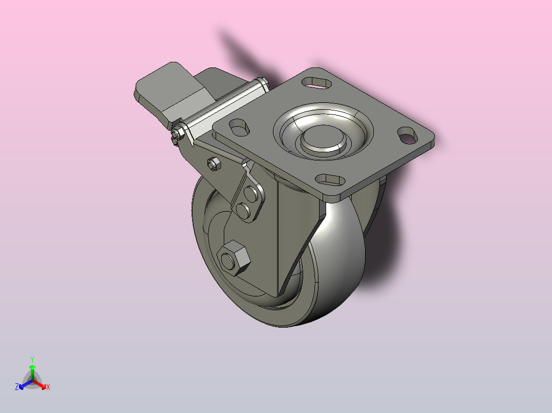 重载型脚轮-万向带塑料双刹型 JED[JED-125]主视图