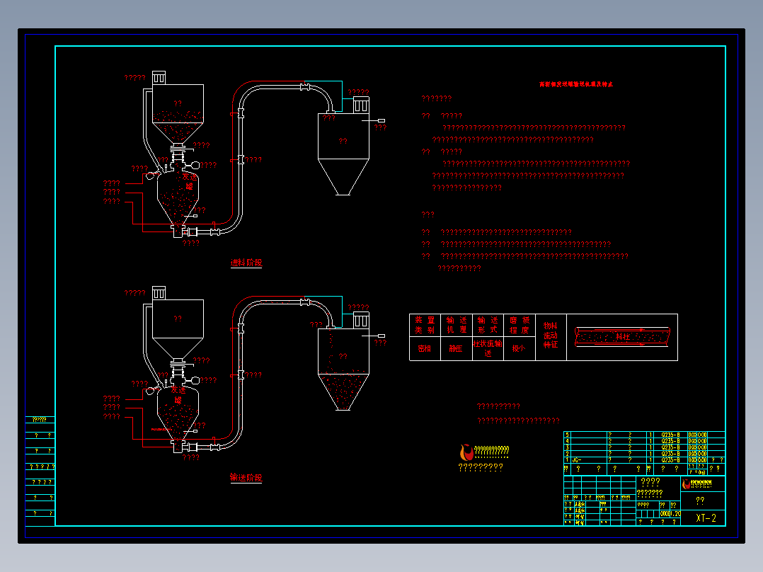 高密相仓泵输送原理形象示意CAD图