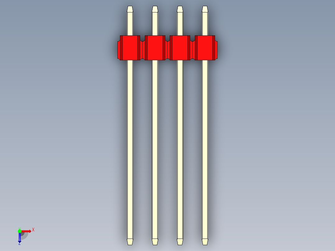 彩色公头100mil（2.54mm）系列-DS1021_red_2x04p_100mil_Type19_rev1.0俯视图