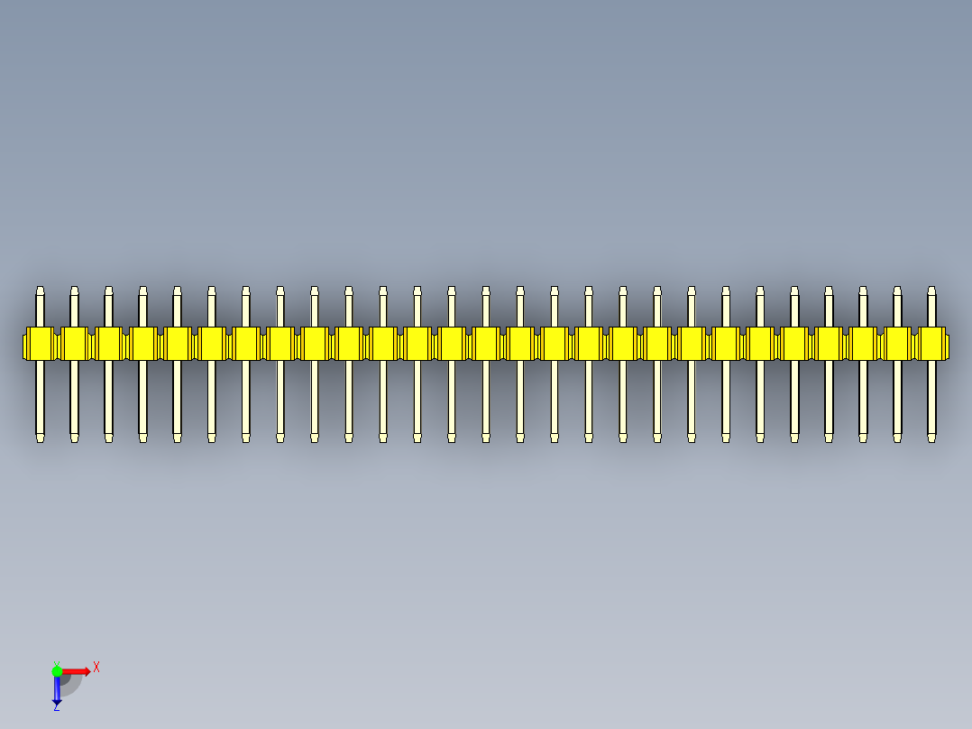 彩色公头100mil（2.54mm）系列-DS1021_yellow_2x27p_100mil_Type1_rev1.0俯视图