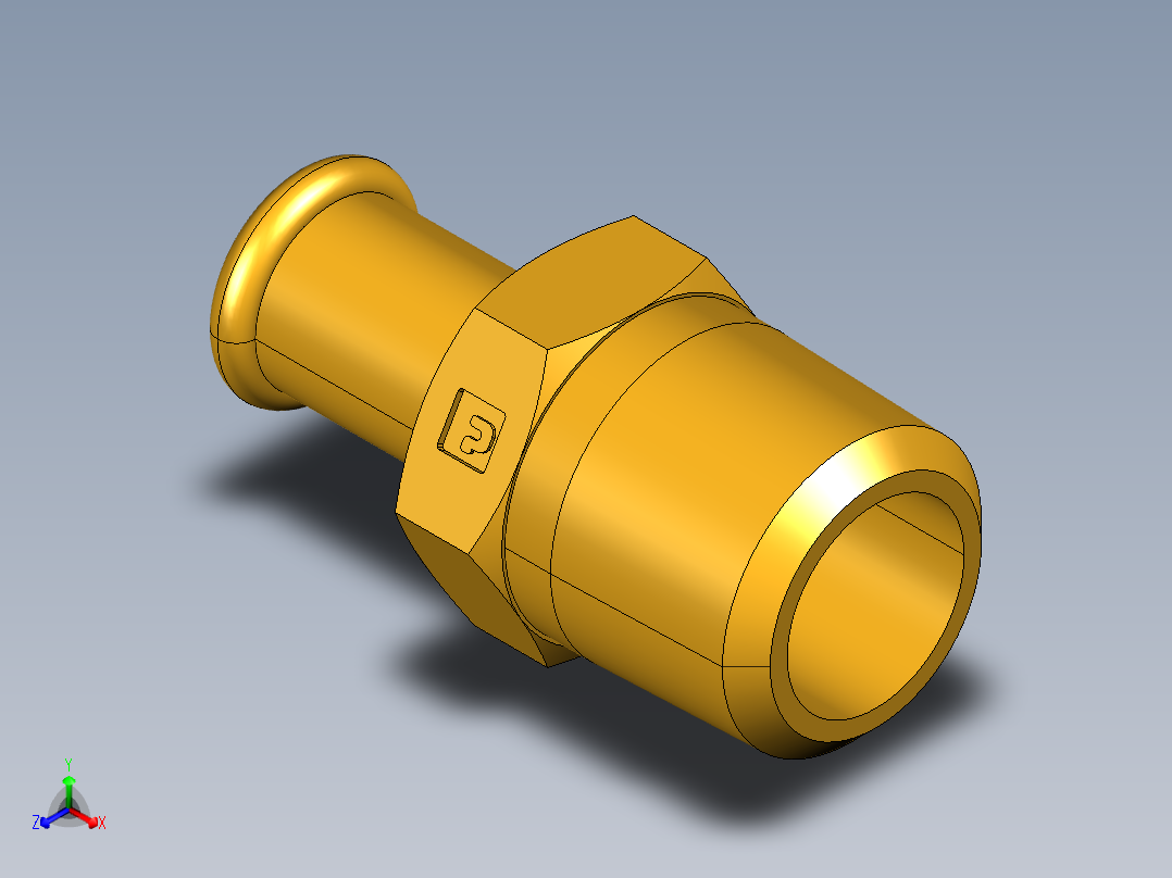 倒齿式工业管接头Beaded Hose Barb to male pipe 68HB-8-8正等轴测图