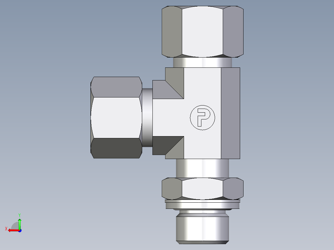 卡套式工业通用硬管接头EO_Adjustable_locknut_run_tee_LEE12SMCF后视图