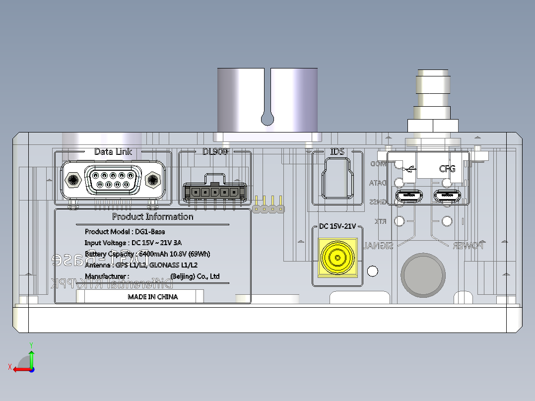 RTK地面接收盒后视图