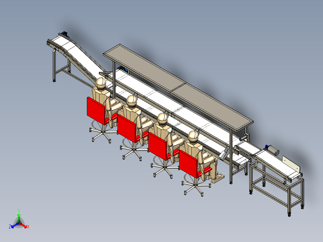 双层操作流水线正等轴测图