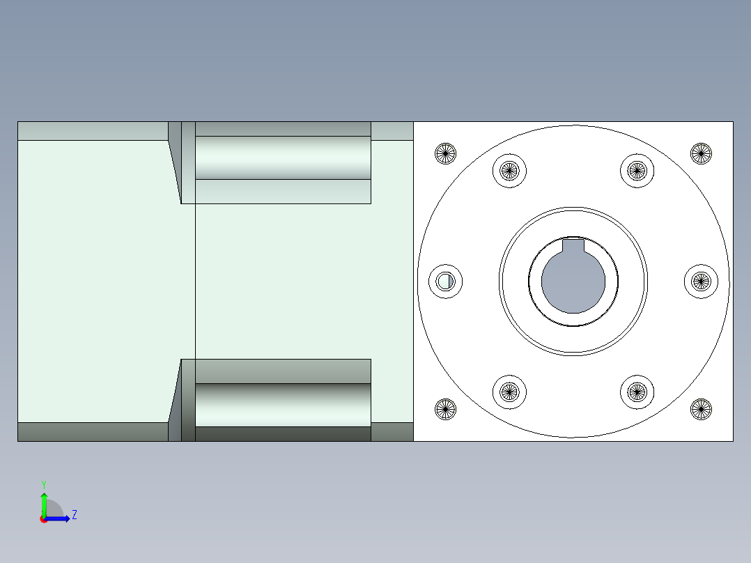 换向器PW90双孔 PLX90-L1 19-80-100-M6.stp左视图