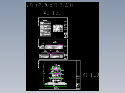 三层亭阁LED夜景照明施工图