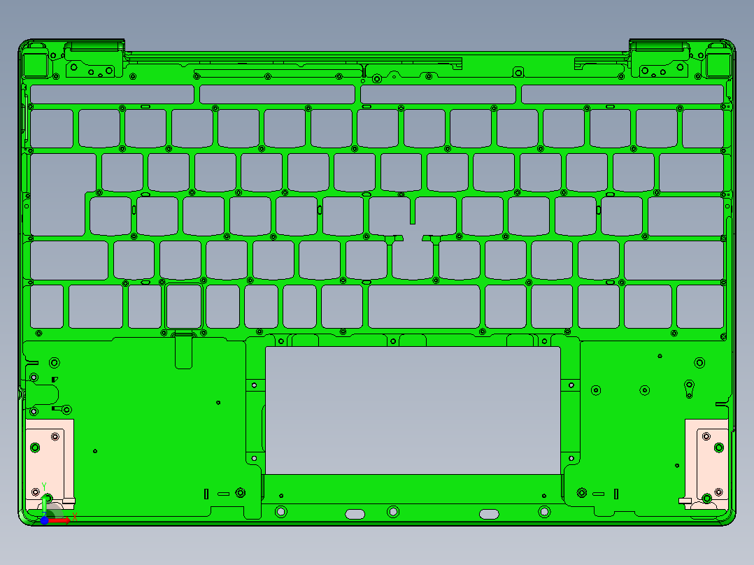 包胶版笔记本C壳攻牙程序模型前视图