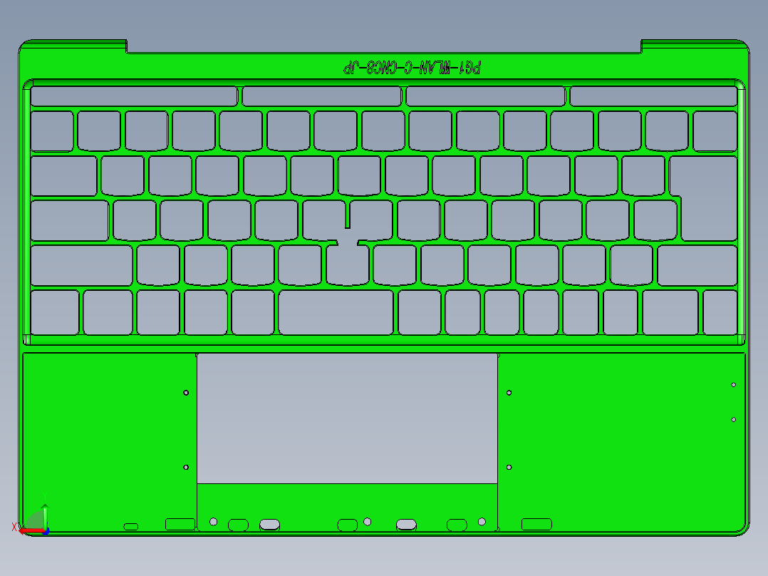 包胶版笔记本C壳攻牙程序模型后视图