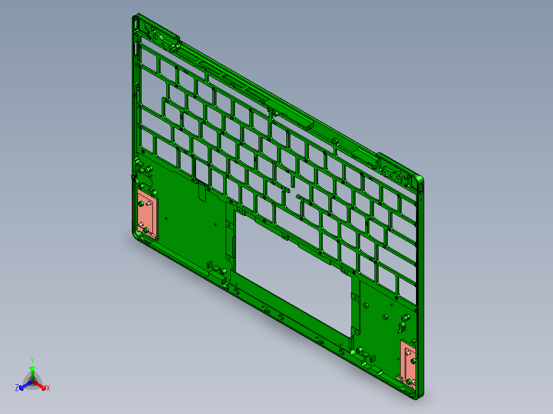 包胶版笔记本C壳攻牙程序模型正等轴测图