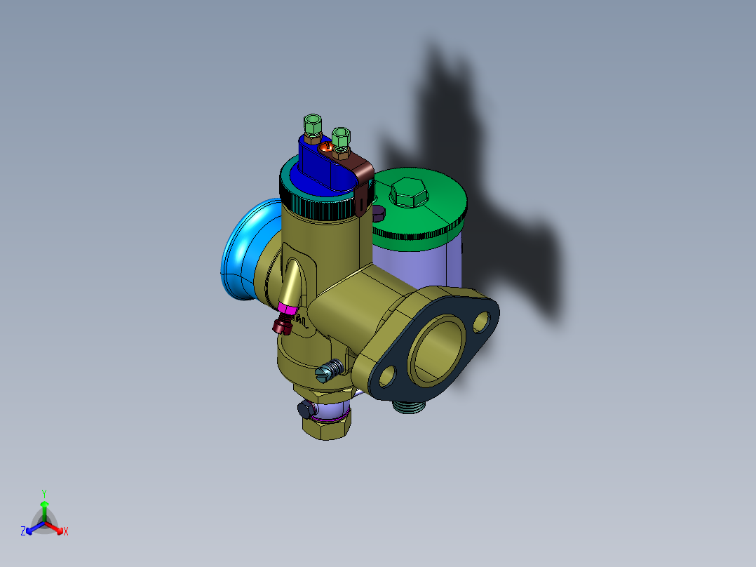 低排放汽车发动机化油器正等轴测图