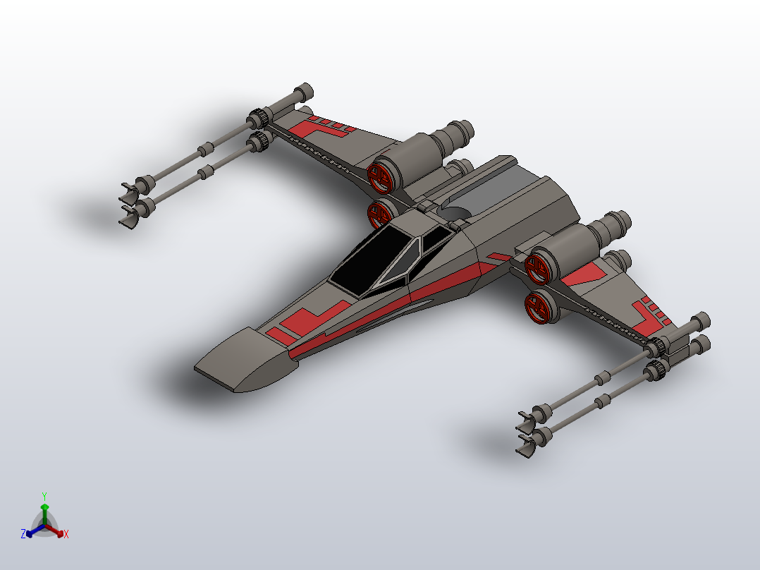 X翼星球大战的简单设计主视图