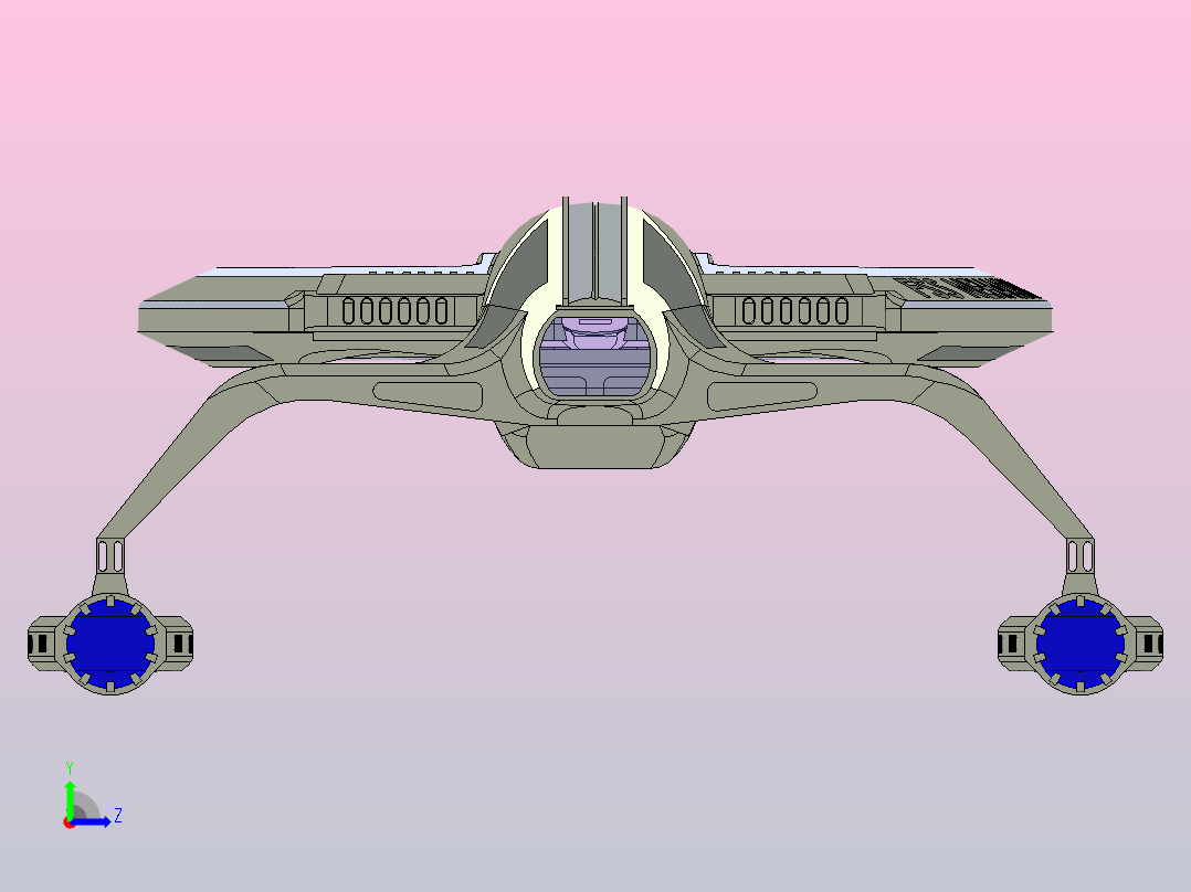 23D可打印宇宙飞船左视图