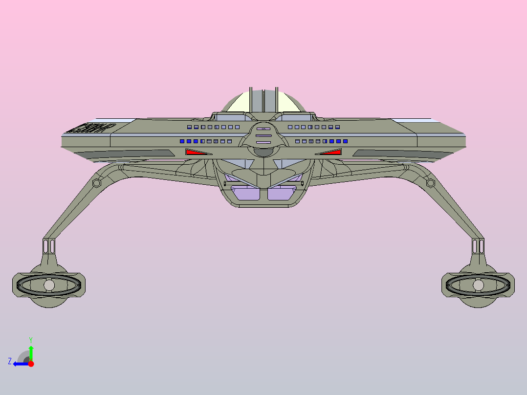23D可打印宇宙飞船右视图