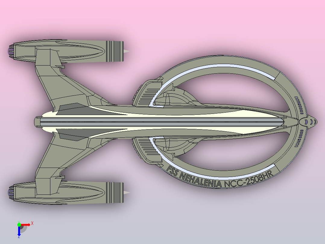 23D可打印宇宙飞船俯视图