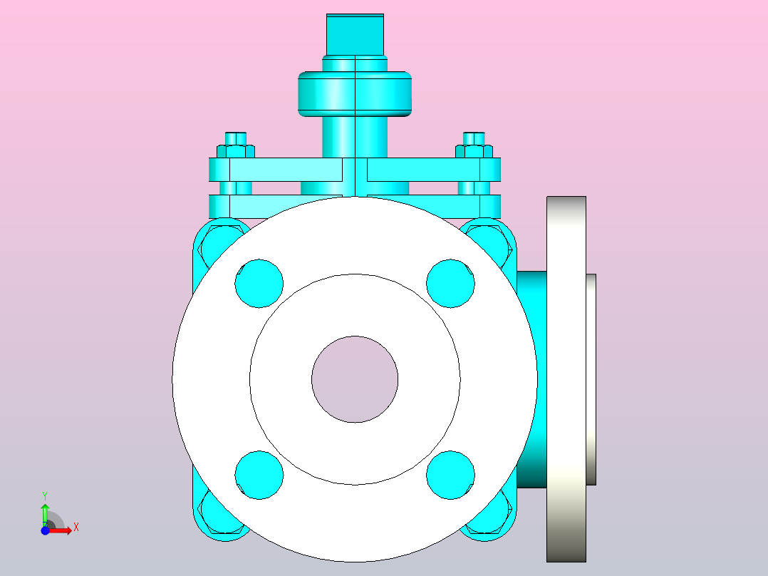 Q44-644-944-45-645-945F-Y-25 三通法兰球阀[32],前视图