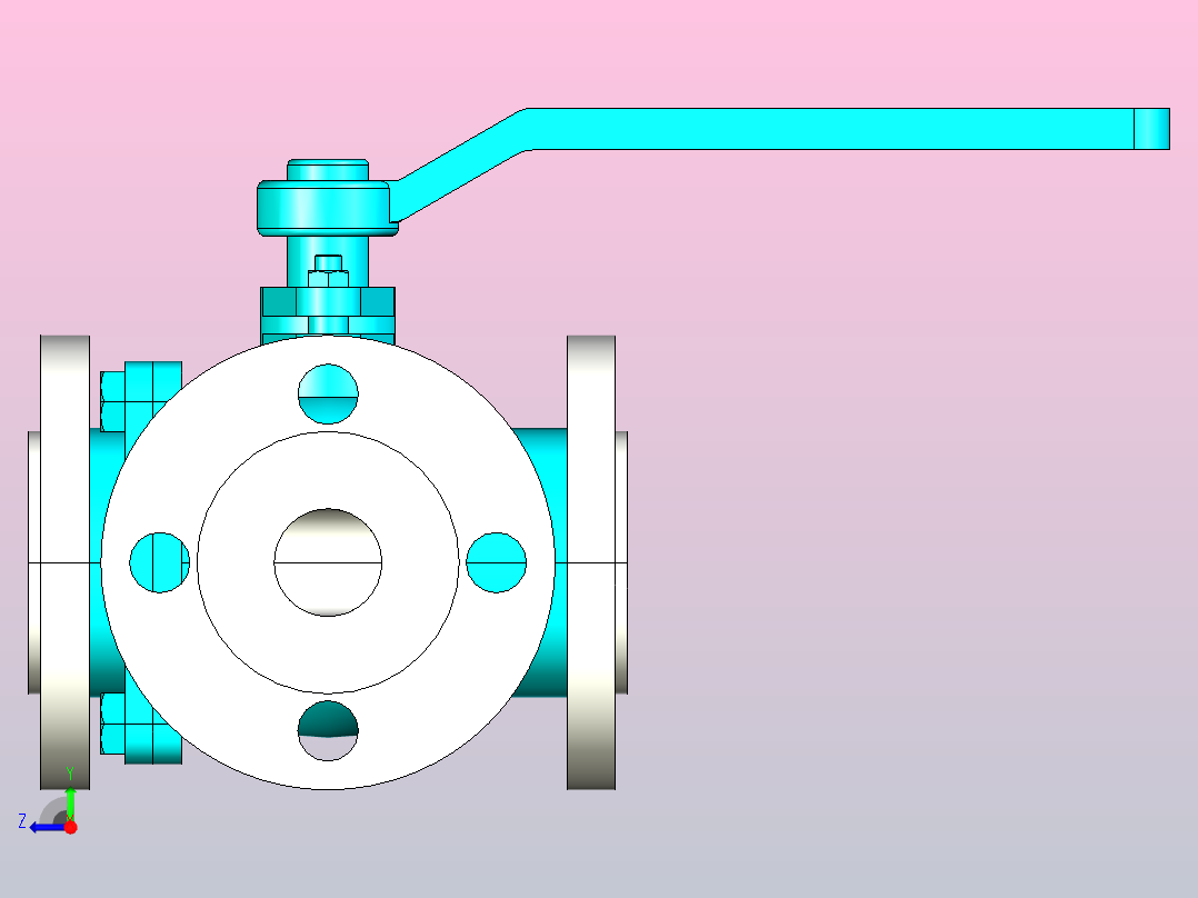 Q44-644-944-45-645-945F-Y-25 三通法兰球阀[32],右视图