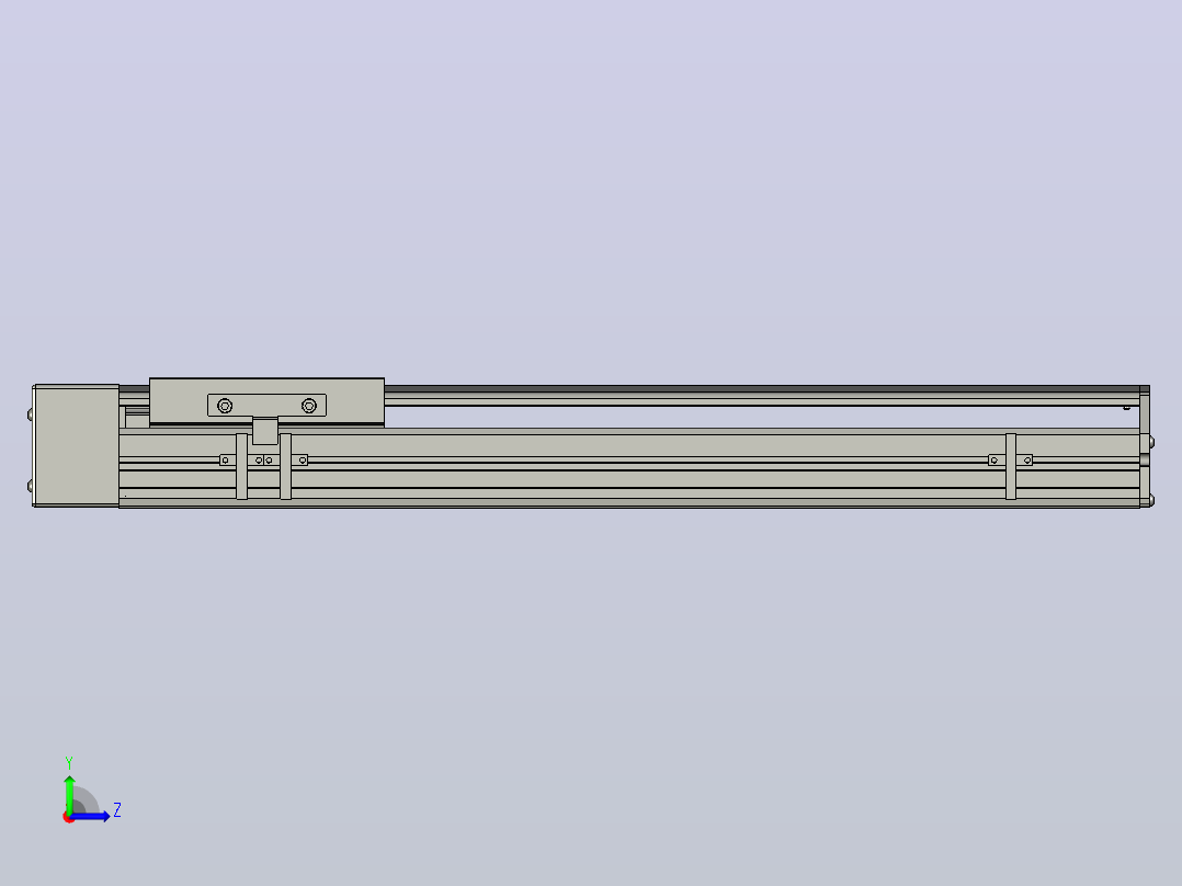 SYS14-400-BR-200W滚珠花健、支撑座、滚珠丝杠、交叉导轨、直线模组.STEP左视图