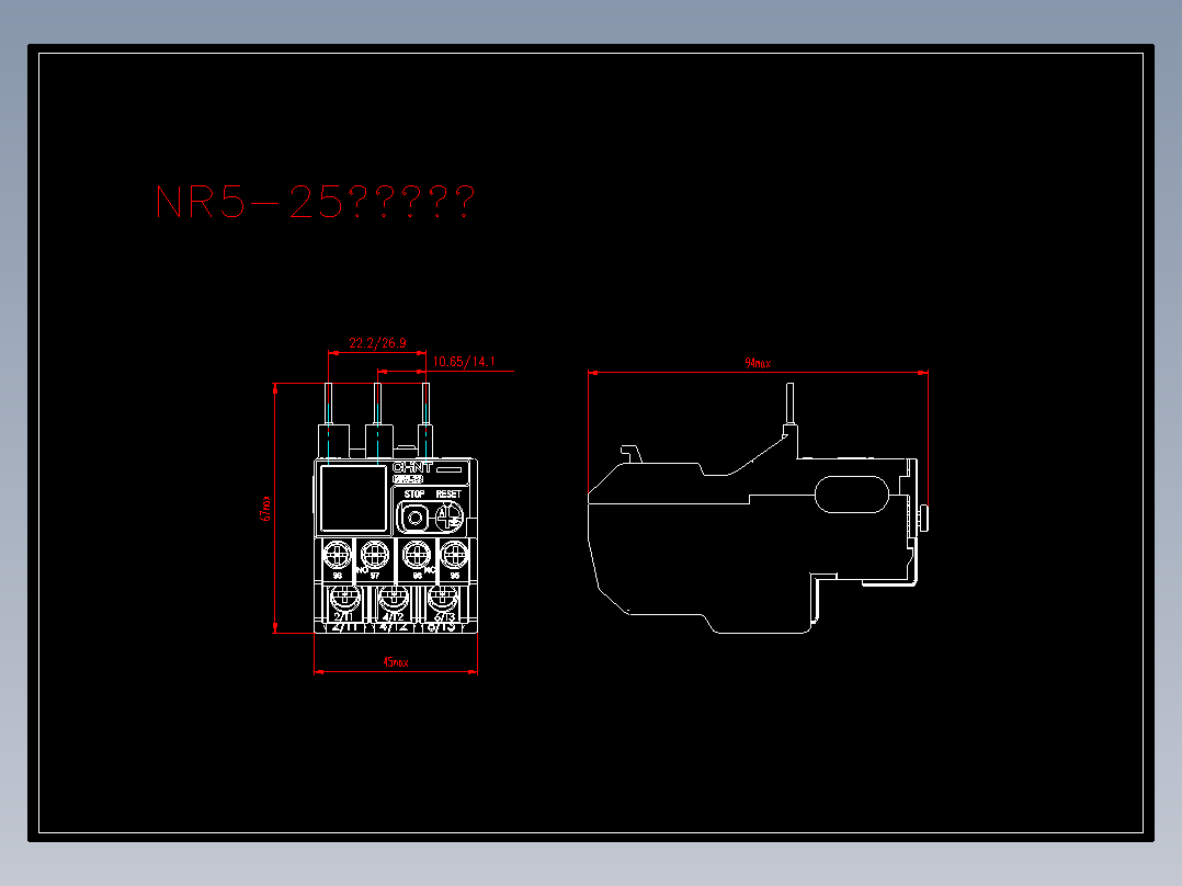 NR5-25热过载继电器外形安装尺寸图202302