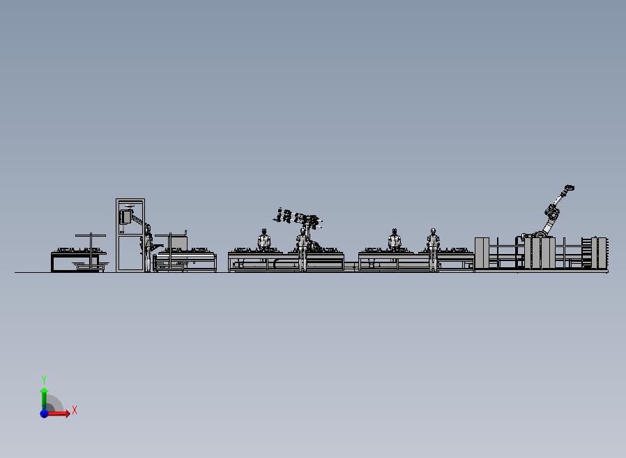 高铁车门生产装配流水线前视图