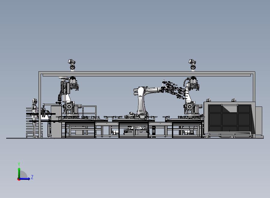 高铁车门生产装配流水线左视图