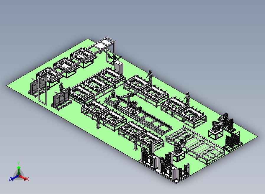 高铁车门生产装配流水线正等轴测图