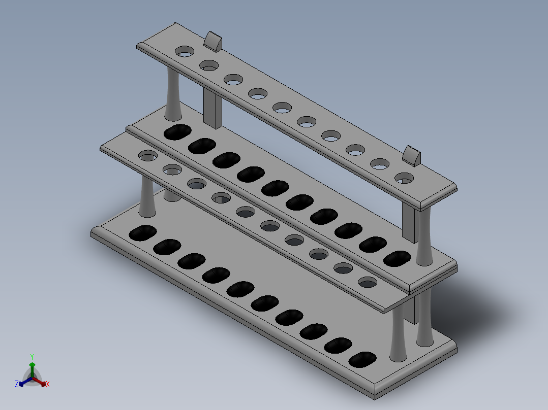 双层20位烟斗架正等轴测图