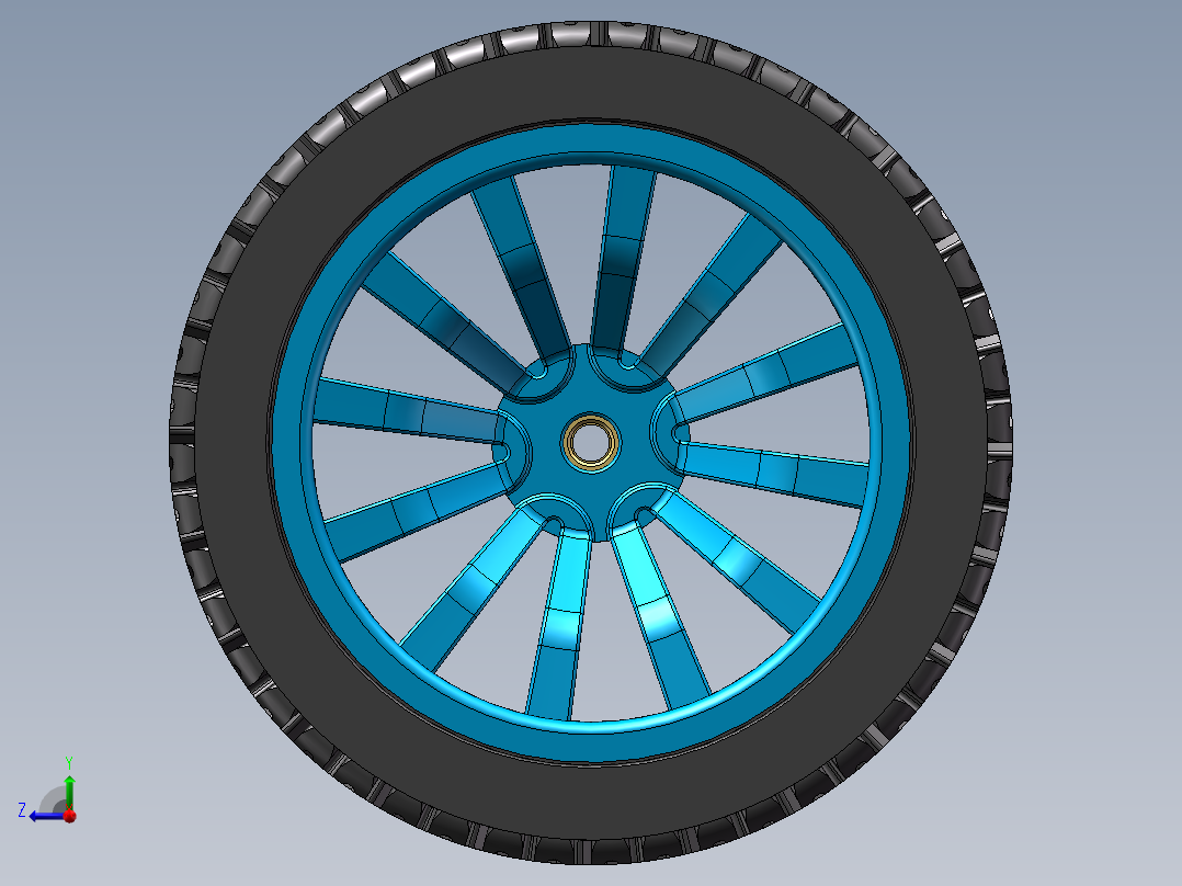 蓝色轮胎右视图