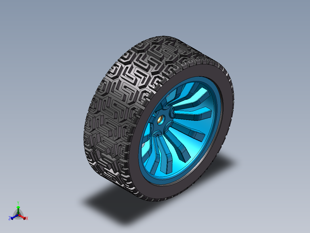 蓝色轮胎正等轴测图