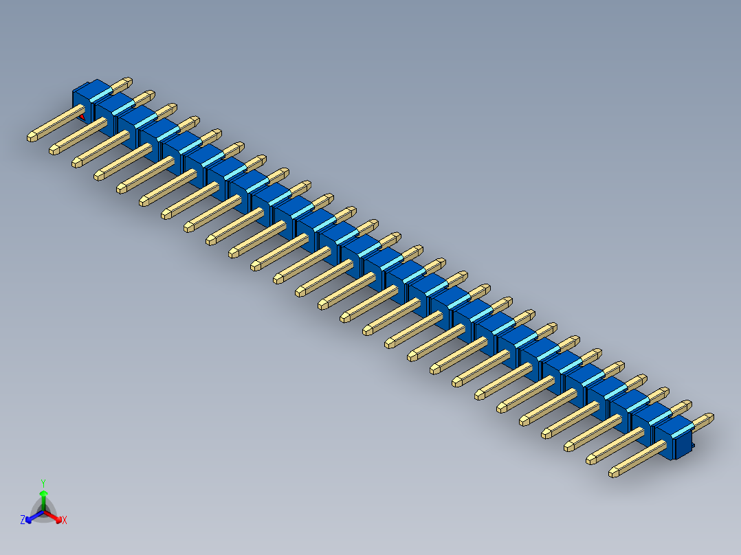 彩色公头100mil（2.54mm）系列-DS1021_blue_1x27p_100mil_Type1_rev1.0主视图