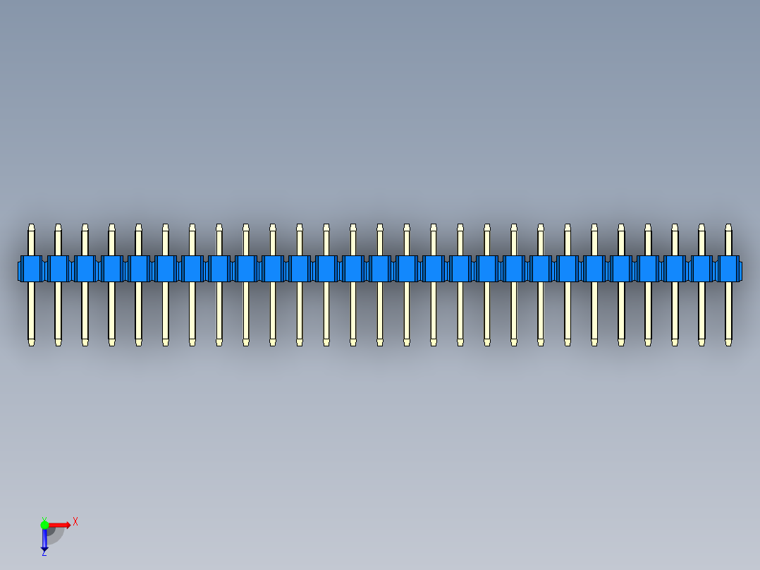 彩色公头100mil（2.54mm）系列-DS1021_blue_1x27p_100mil_Type1_rev1.0俯视图