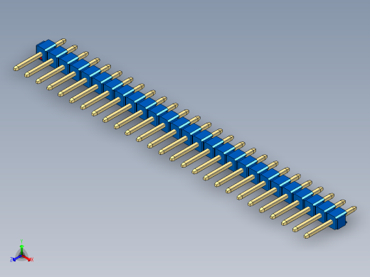 彩色公头100mil（2.54mm）系列-DS1021_blue_1x27p_100mil_Type1_rev1.0正等轴测缩略图