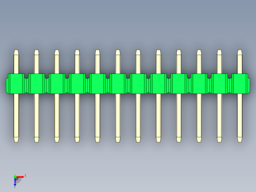 彩色公头100mil（2.54mm）系列-DS1021_green_2x12p_100mil_Type1_rev1.0俯视缩略图