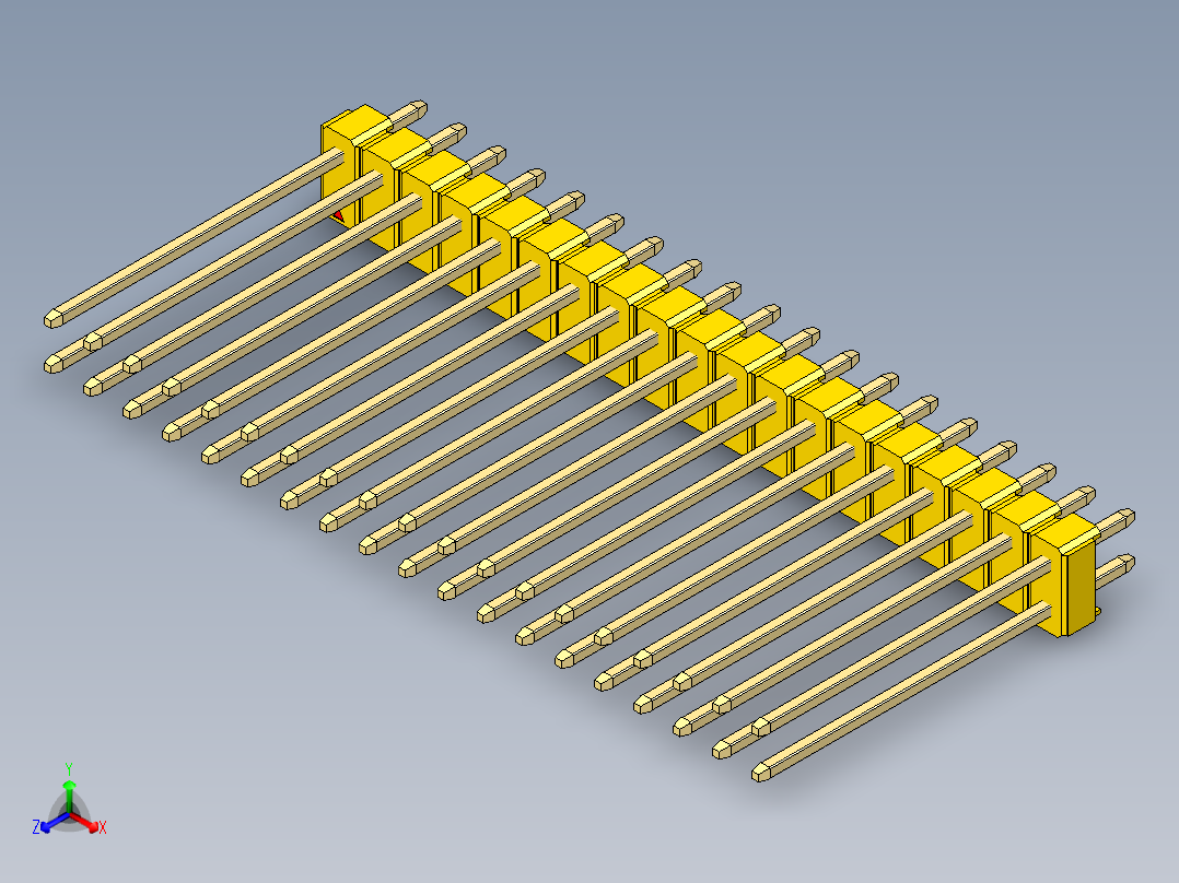 彩色公头100mil（2.54mm）系列-DS1021_yellow_2x19p_100mil_Type19_rev1.0主视图