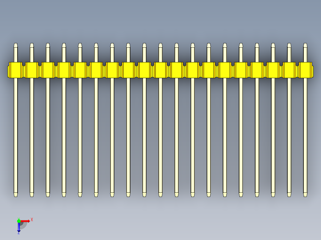 彩色公头100mil（2.54mm）系列-DS1021_yellow_2x19p_100mil_Type19_rev1.0俯视图