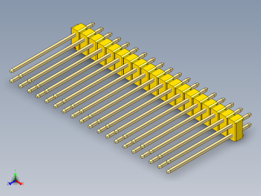 彩色公头100mil（2.54mm）系列-DS1021_yellow_2x19p_100mil_Type19_rev1.0正等轴测缩略图