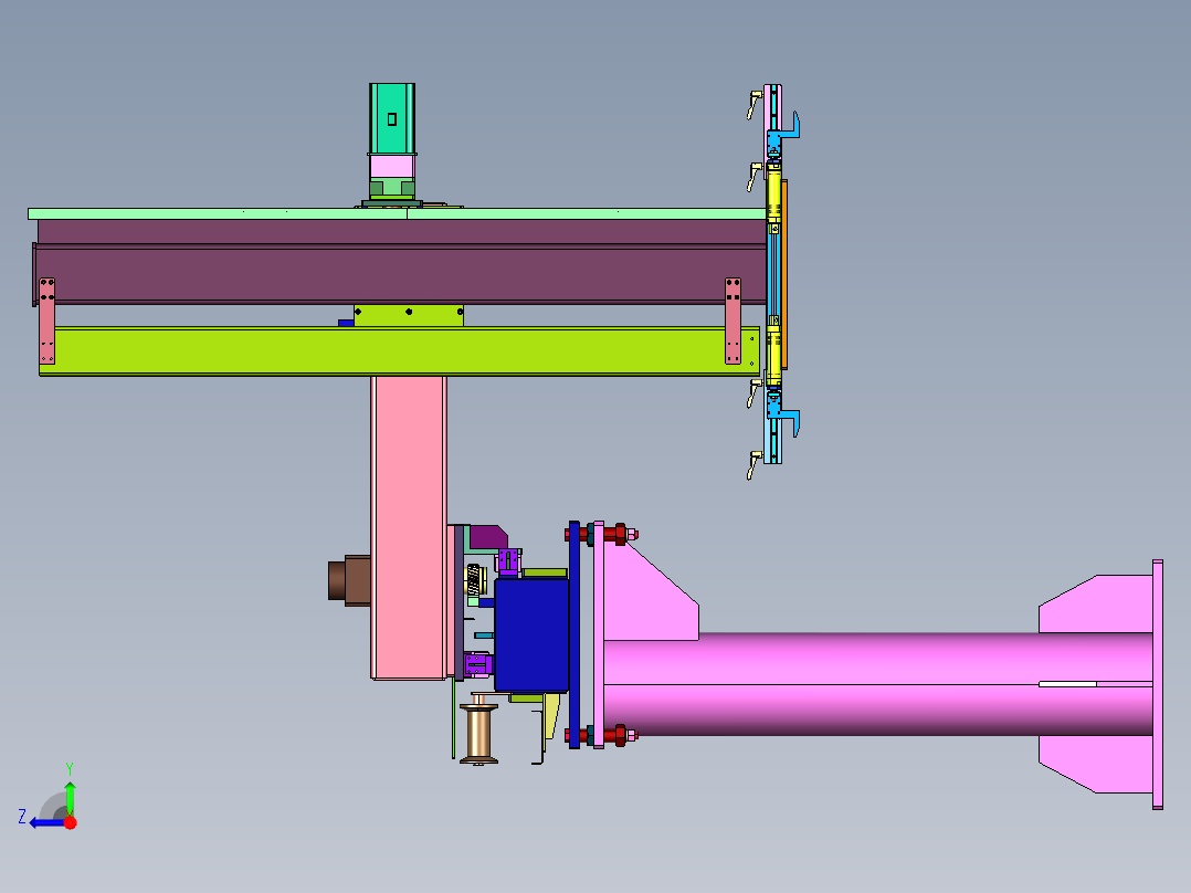 卡车车顶钣金搬运移动机械手右视图