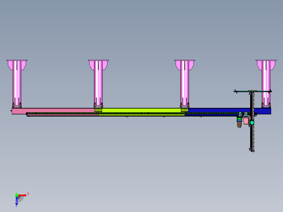 卡车车顶钣金搬运移动机械手俯视图