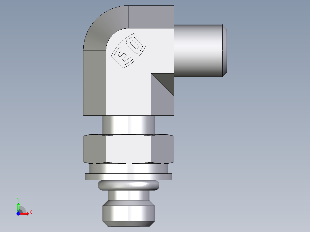 卡套式工业通用硬管接头EO_Adjustable_Locknut_elbow_WEE04LLMOROMDCF前视图