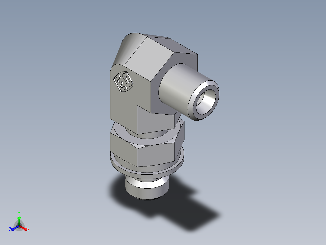 卡套式工业通用硬管接头EO_Adjustable_Locknut_elbow_WEE04LLMOROMDCF正等轴测图