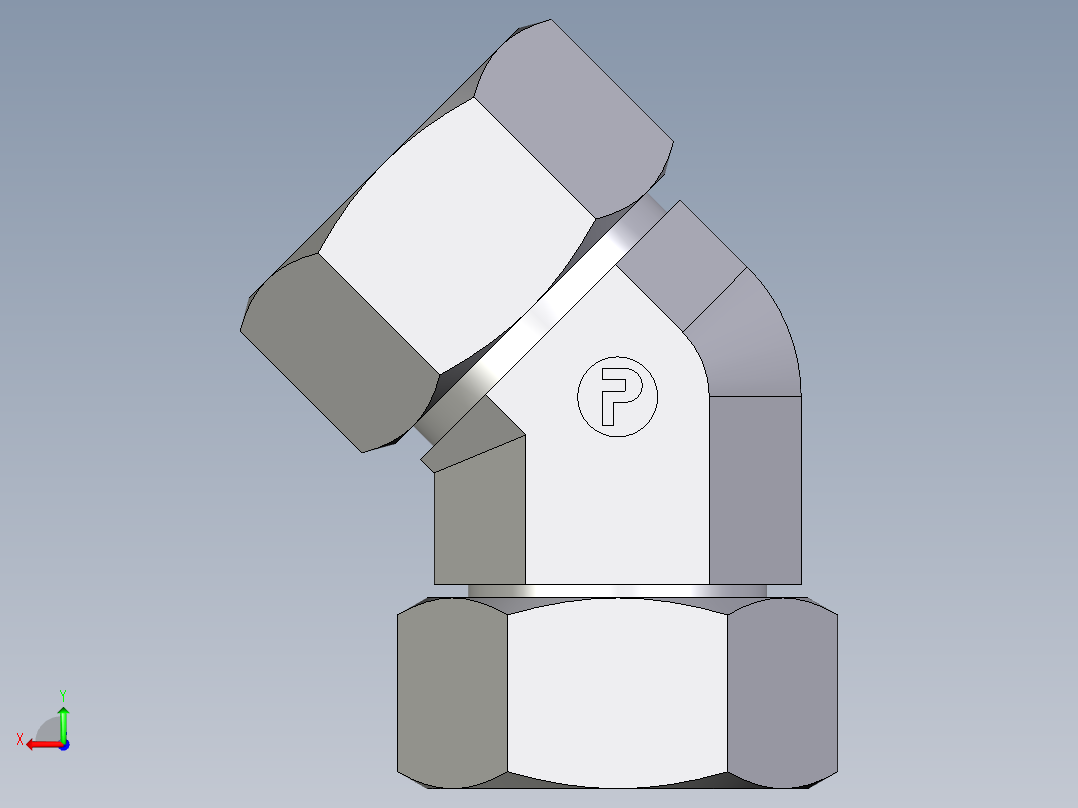 卡套式工业通用硬管接头EO_Swivel_nut_45_deg_elbow_EV38S71后视图
