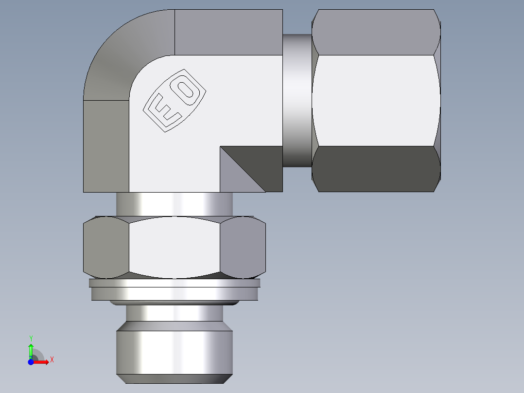 卡套式工业通用硬管接头EO_Adjustable_Locknut_elbow_WEE10ZLMCF前视图