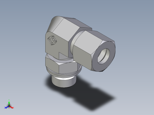 卡套式工业通用硬管接头EO_Adjustable_Locknut_elbow_WEE10ZLMCF正等轴测缩略图