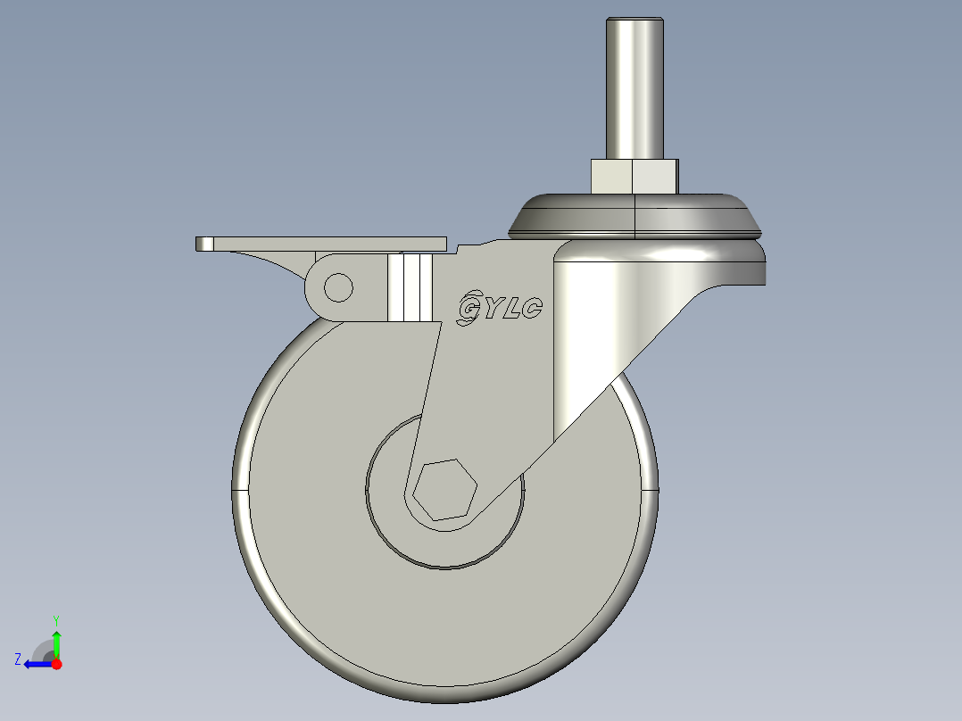 GY-3寸万向螺杆 TPR轮带刹轮[GY-3]右视图