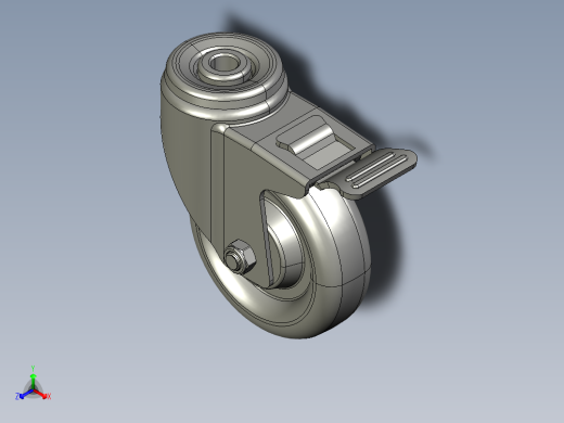 标准脚轮-WH-5084H-76 4in SWIVEL BRAKE BOLT HOLE H=129正等轴测缩略图