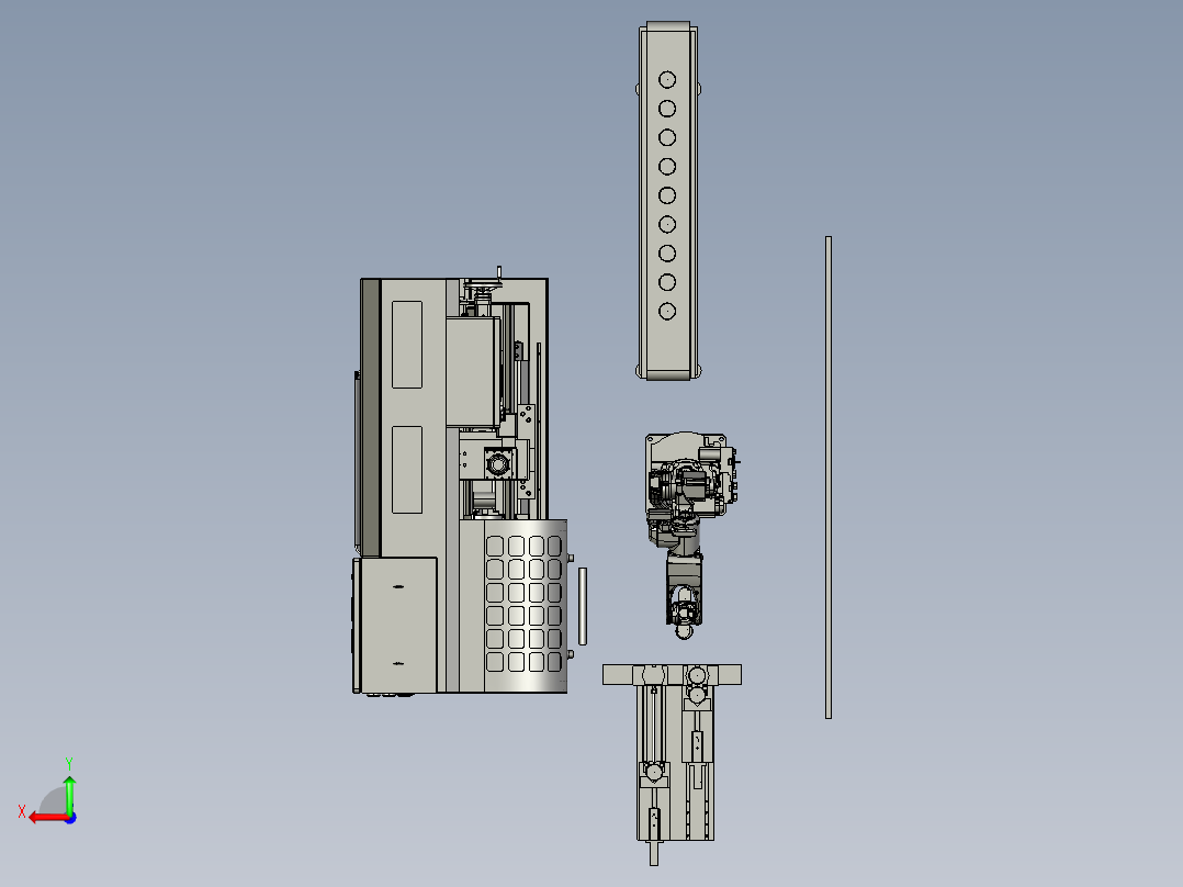 铸件上下料组合后视图