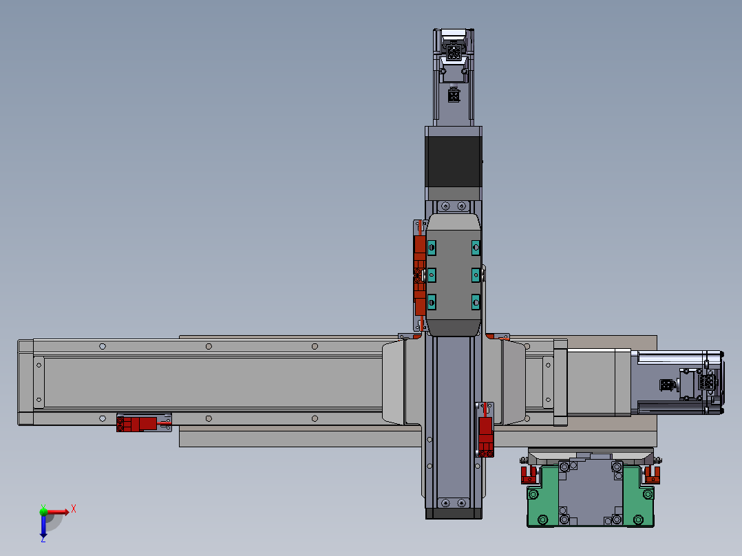 2-单轴，双轴，三轴直线模组配置模型俯视图