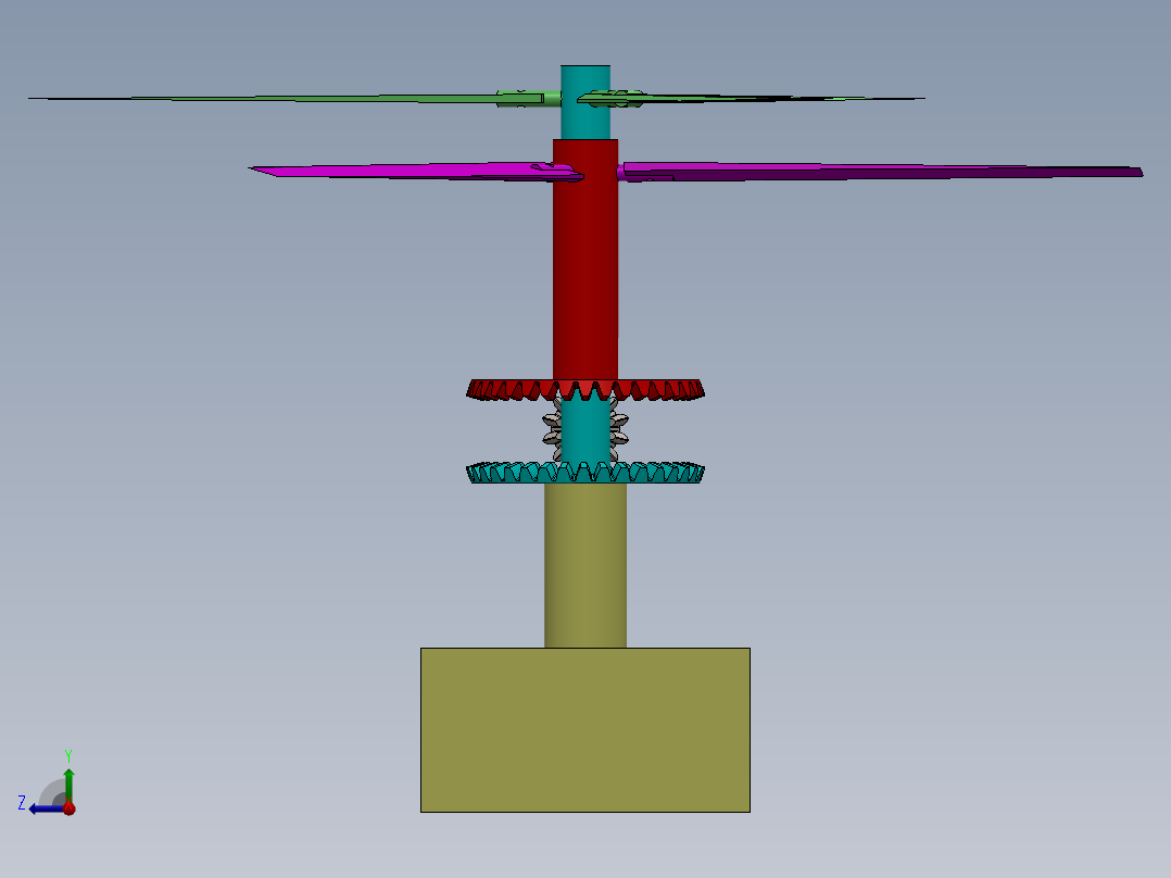 反向旋转螺旋桨右视图